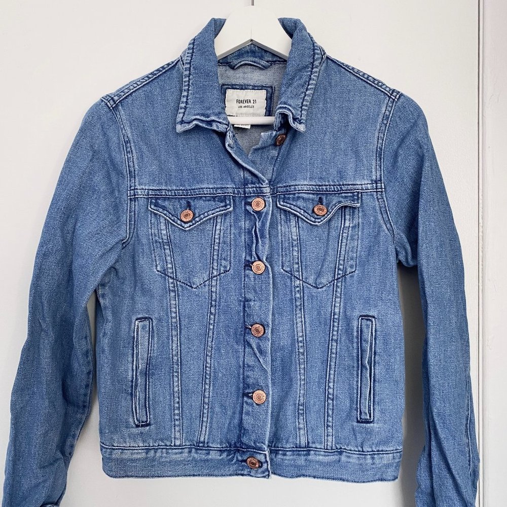 F21 Premium Medium Blue Denim Jacket